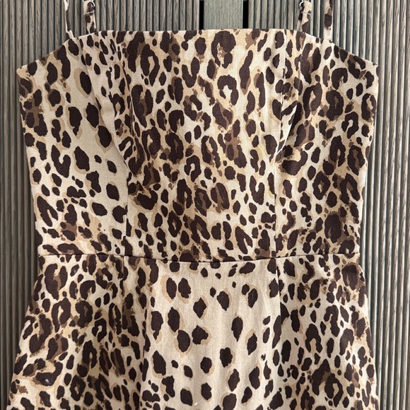 Reformation Leopard Print Cotton Mini Dress size 0 - Picture 6 of 9
